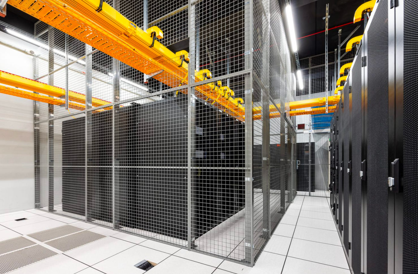 Private Cage Inside a Data Center: This image showcases a secure private cage within our data center, designed for exclusive use. It highlights the enhanced security features, including controlled access and dedicated space, ensuring privacy and protection for your critical IT equipment.